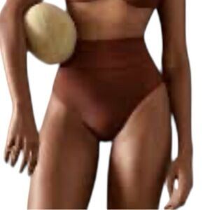 Andrea Iyamah Kuwa High Waist Bikini Bottom XS Coco Brown NWT